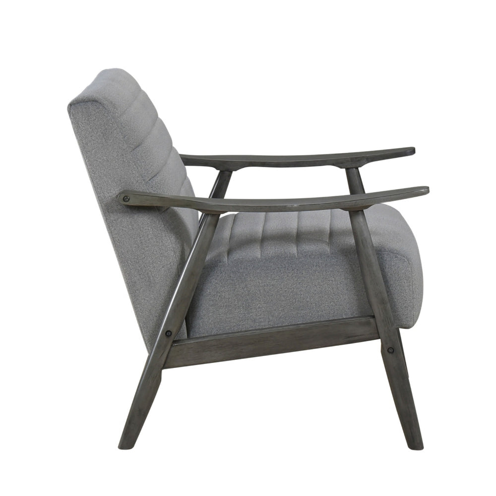 Tira 32 Inch Accent Chair Channel Stitched Gray Velvet Solid Wood Frame By Casagear Home BM314271