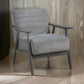 Tira 32 Inch Accent Chair, Channel Stitched, Gray Velvet, Solid Wood Frame By Casagear Home