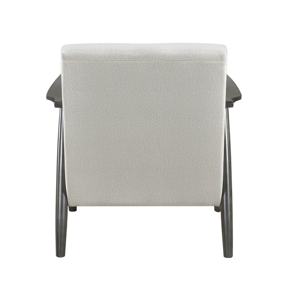 Tira 32 Inch Accent Chair Channel Stitched White Velvet Gray Solid Wood By Casagear Home BM314272