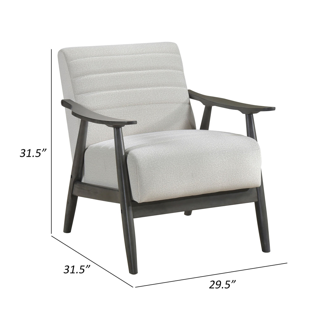 Tira 32 Inch Accent Chair Channel Stitched White Velvet Gray Solid Wood By Casagear Home BM314272