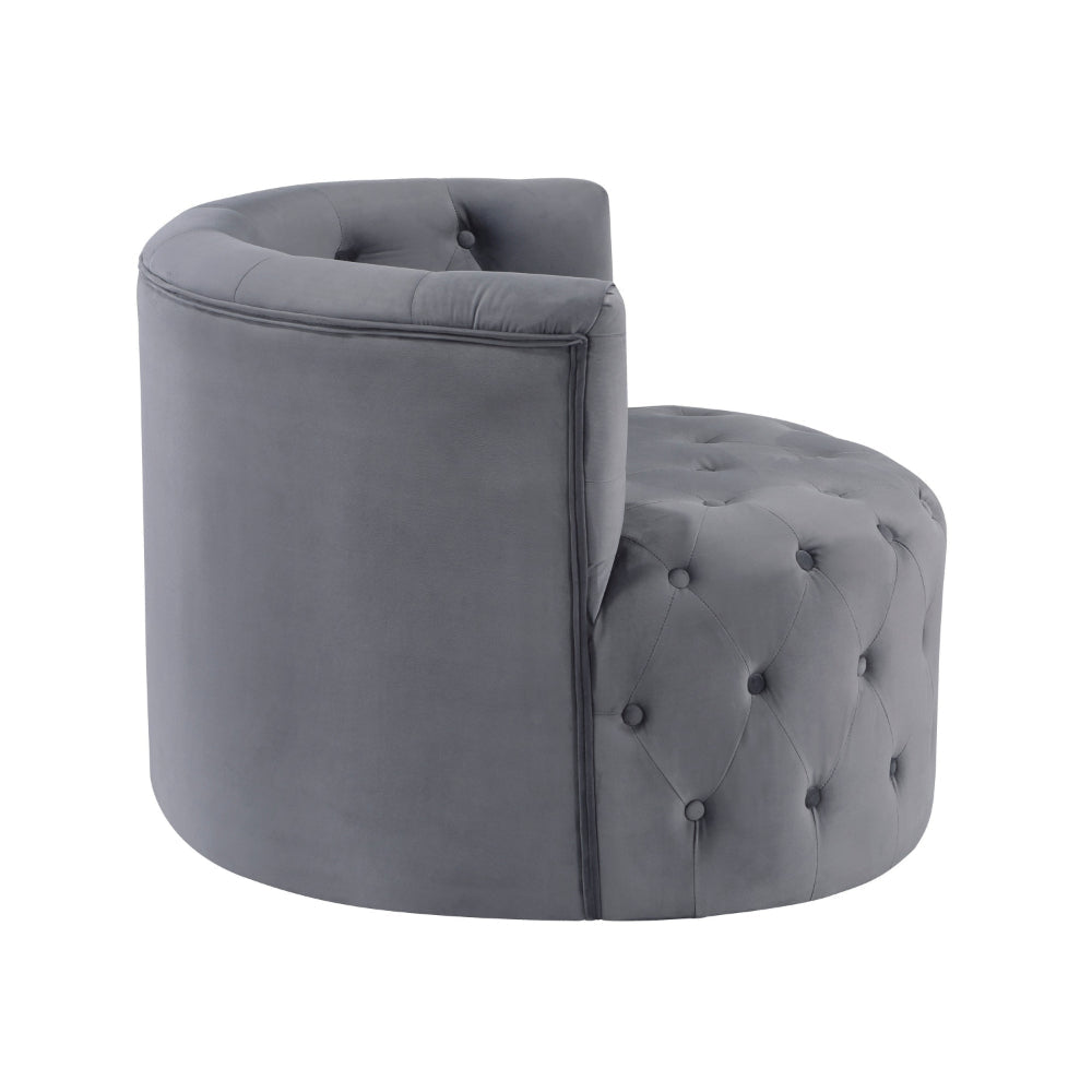 Alix 33 Inch Swivel Accent Chair Round Design Button Tufted Gray Velvet By Casagear Home BM314274