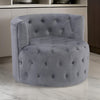 Alix 33 Inch Swivel Accent Chair Round Design Button Tufted Gray Velvet By Casagear Home BM314274