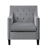 Soma 31 Inch Accent Armchair Button Tufted Gray Velvet Nailhead Trim By Casagear Home BM314275