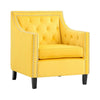 Soma 31 Inch Accent Armchair Button Tufted Yellow Velvet Nailhead Trim By Casagear Home BM314277