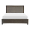 Carie Queen Bed LED Lit Upholstered Headboard Brown Gray Solid Wood By Casagear Home BM314280