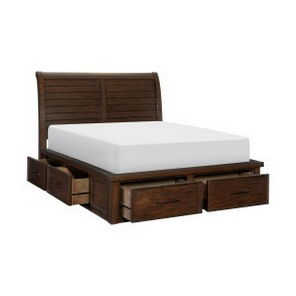 Daisy Queen Platform Bed 6 Storage Drawers Metal Handles Brown Wood By Casagear Home BM314282