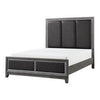 Stacy Queen Bed Gray Faux Leather Upholstered Panels Silver Gray Wood By Casagear Home BM314283