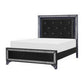 Edolie Queen Bed Crystal Tufted Black Faux Leather Upholstery Solid Wood By Casagear Home BM314286