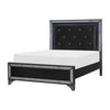 Edolie Queen Bed Crystal Tufted Black Faux Leather Upholstery Solid Wood By Casagear Home BM314286