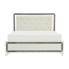 Edolie Queen Bed Crystal Tufted White Faux Leather Upholstery Solid Wood By Casagear Home BM314287