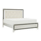 Edolie Queen Bed, Crystal Tufted White Faux Leather Upholstery, Solid Wood By Casagear Home