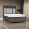 Celia Queen Platform Bed, 2 Drawers, Shelves on Headboard, Pebble Gray By Casagear Home