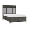 Celia Queen Platform Bed, 2 Drawers, Shelves on Headboard, Pebble Gray By Casagear Home