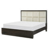 Pagi Queen Platform Bed Beige Upholstered Headboard Dark Charcoal Gray By Casagear Home BM314289