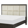 Pagi Queen Platform Bed Beige Upholstered Headboard Dark Charcoal Gray By Casagear Home BM314289