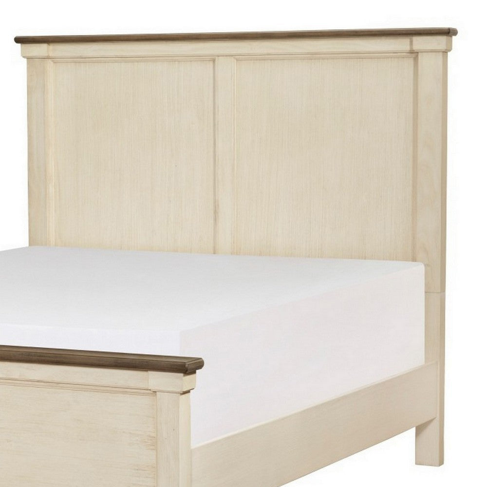 Cadie Queen Size Bed Rosy Brown Plank Style Tops Antique White Wood By Casagear Home BM314292