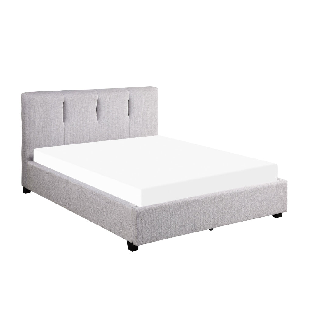 Orra Queen Platform Bed, Tufted Gray Polyester Upholstery, Solid Wood By Casagear Home