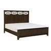 Gia Queen Bed, X Shaped Panel Accents on The Headboard, Dark Brown Wood By Casagear Home