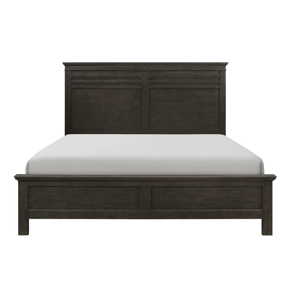 Candy Queen Bed Farmhouse Embossed Accented Headboard Charcoal Gray Wood By Casagear Home BM314296