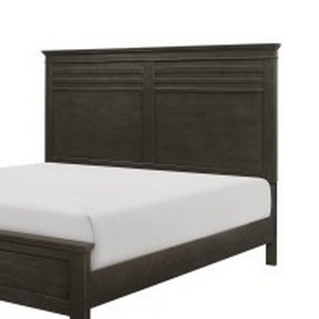 Candy Queen Bed Farmhouse Embossed Accented Headboard Charcoal Gray Wood By Casagear Home BM314296