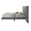 Zue King Size Bed Wide Wall Headboard Gray Upholstery Gold Metal Legs By Casagear Home BM314300