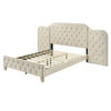 Ronny Inch King Size Bed, Wall Headboard, Beige Linen Tufted Upholstery By Casagear Home