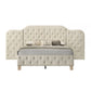 Ronny Inch Queen Size Bed Wall Headboard Beige Linen Tufted Upholstery By Casagear Home BM314303