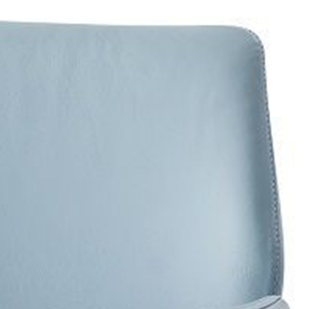 24 Inch Swivel Side Chair Light Blue Leather Upholstery Black Legs By Casagear Home BM314316