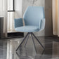 24 Inch Swivel Side Chair, Light Blue Leather Upholstery, Black Legs By Casagear Home