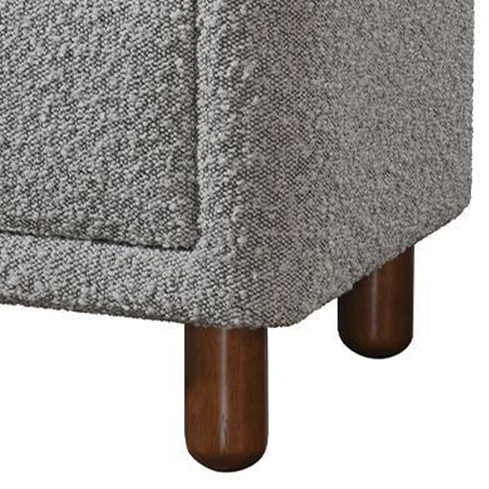 Lyno 20 Inch Nightstand 2 Drawers Brown Legs Gray Boucle Upholstery By Casagear Home BM314317