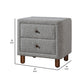 Lyno 20 Inch Nightstand 2 Drawers Brown Legs Gray Boucle Upholstery By Casagear Home BM314317