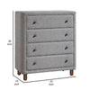 Lyno 38 Inch Tall Dresser Chest 4 Drawers Gray Boucle Upholstery Brown By Casagear Home BM314318