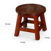 11 Inch Step Stool Footrest Wood Carved Queen Bee Round Cherry Brown By Casagear Home BM314322