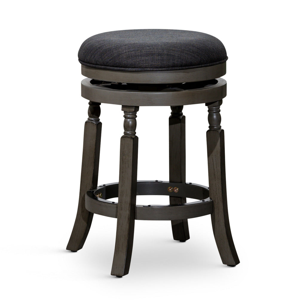 Opi 24 Inch Swivel Counter Stool Cushioned Seat Black and Gray Finish By Casagear Home BM314325