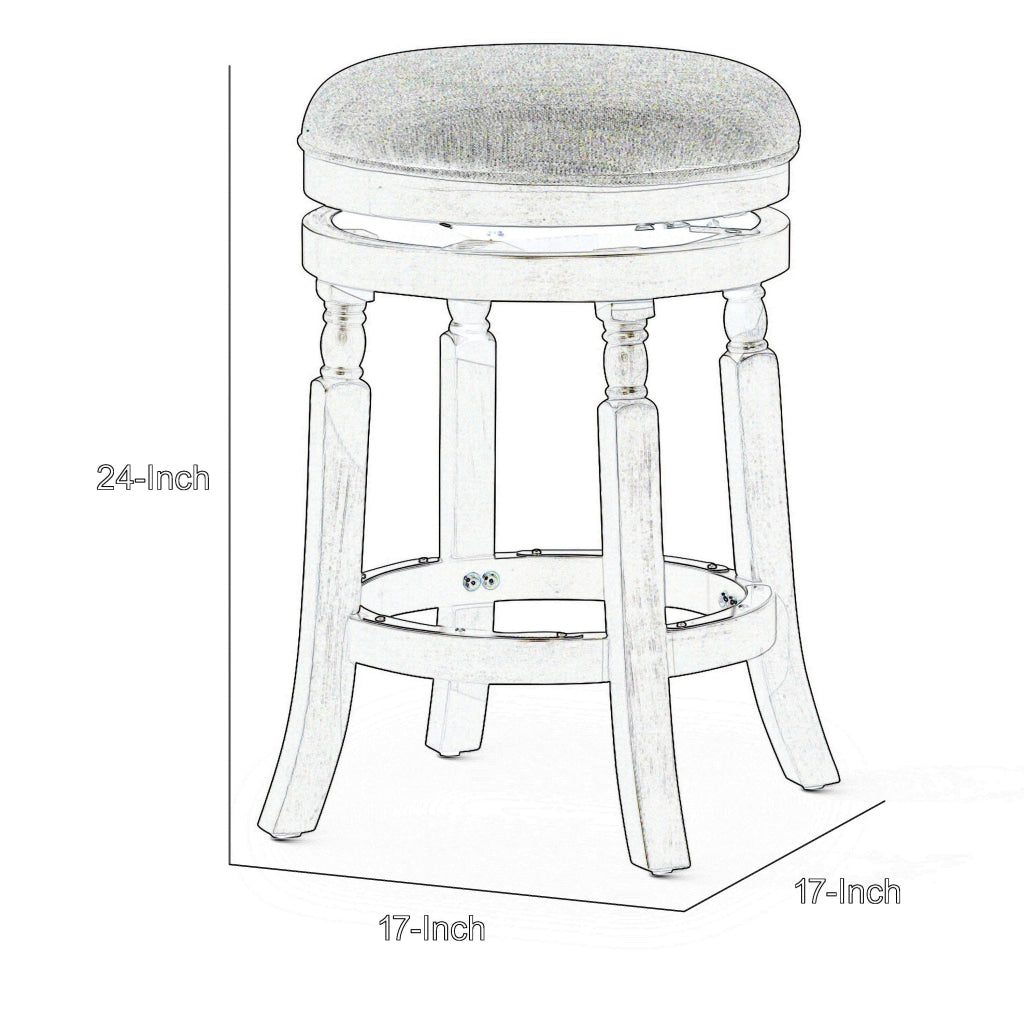 Opi 24 Inch Swivel Counter Stool Cushioned Seat White and Gray Finish By Casagear Home BM314326