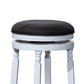 Opi 30 Inch Swivel Barstool Round Cushioned Seat Black Fabric White By Casagear Home BM314329