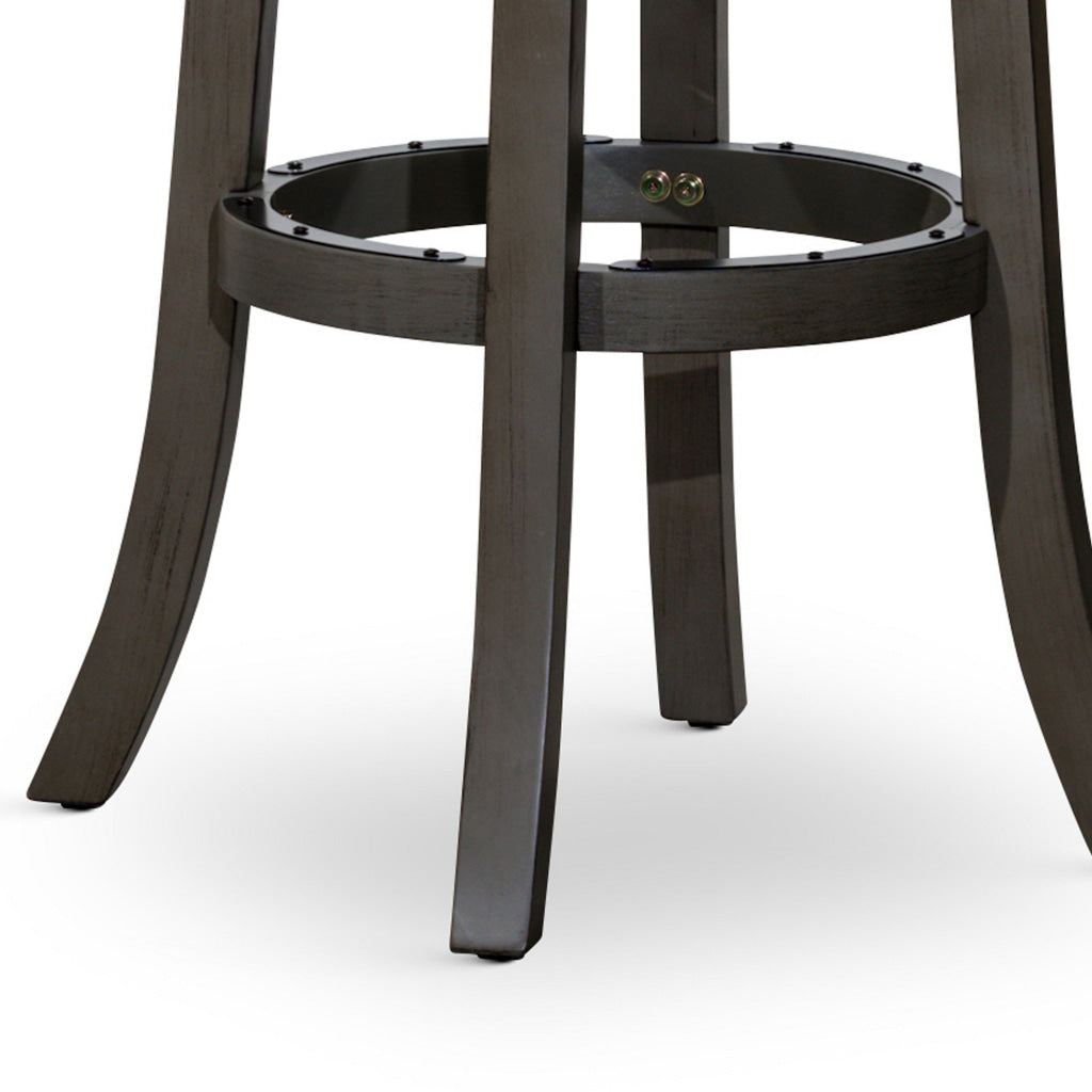 Opi 30 Inch Swivel Barstool Round Cushioned Seat Black Fabric Gray By Casagear Home BM314330