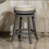 Opi 24 Inch Swivel Counter Stool Beige Bonded Leather Round Gray Finish By Casagear Home BM314331