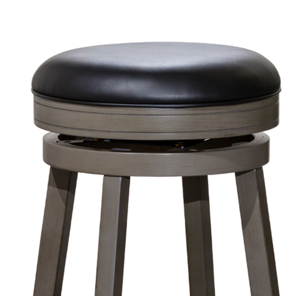 Opi 24 Inch Swivel Counter Stool Black Bonded Leather Weathered Gray By Casagear Home BM314333