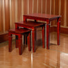 3 Piece Nesting Side Accent Table Set Sleek Carved Cherry Brown Wood By Casagear Home BM314335