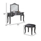 Fyn 60 Inch Vanity Desk Set with Matching Stool and Mirror Gray Solid Wood By Casagear Home BM314379