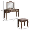 Fyn 60 Inch Vanity Desk Set with Stool and Mirror Brown Solid Wood By Casagear Home BM314380