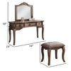 Fyn 60 Inch Vanity Desk Set with Stool and Mirror Brown Solid Wood By Casagear Home BM314380