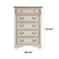 Beny 52 Inch Tall Dresser Chest with 5 Drawers Black Handles White Wood By Casagear Home BM314384