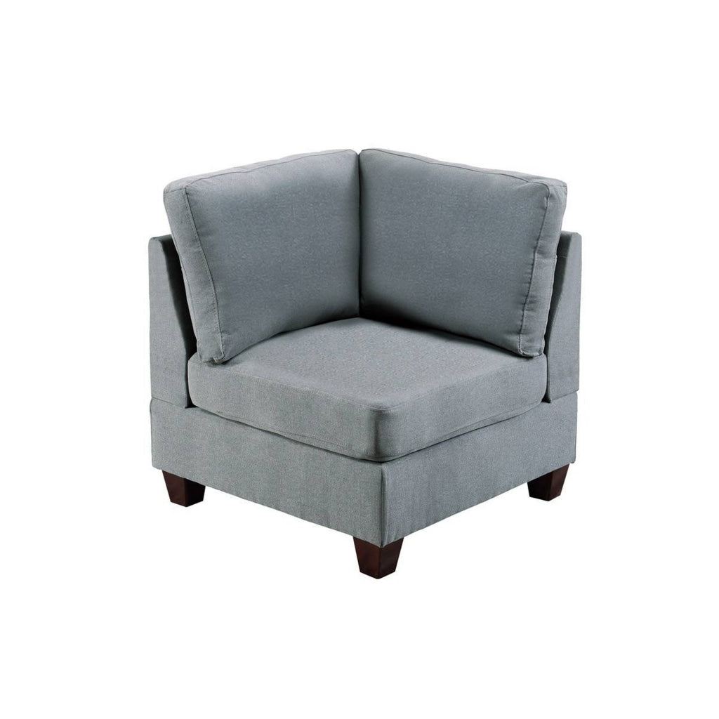 Remy 32 Inch Modular Corner Sofa Chair Soft Gray Chenille Solid Wood By Casagear Home BM314385