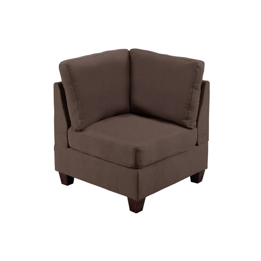 Remy 32 Inch Modular Corner Sofa Chair Soft Brown Chenille Solid Wood By Casagear Home BM314387