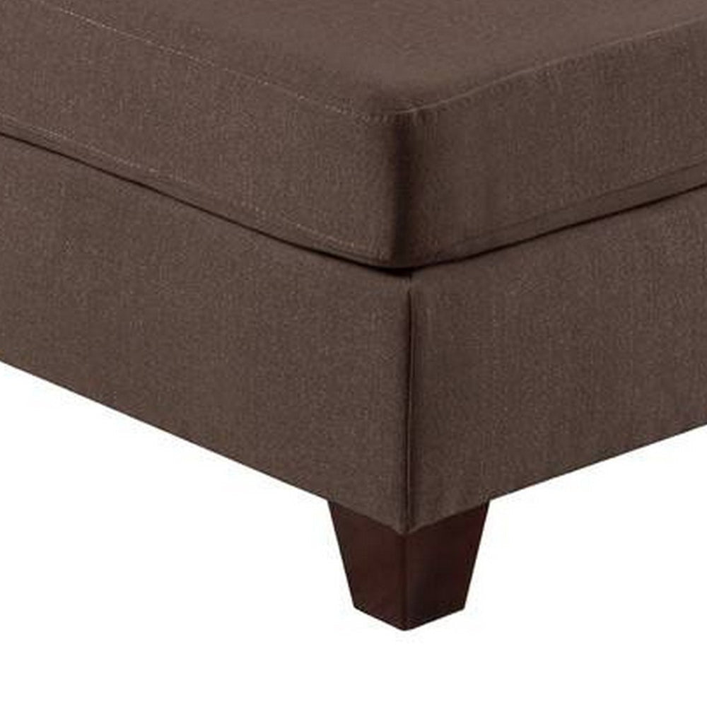 Remy 32 Inch Modular Armless Sofa Chair Soft Brown Chenille Solid Wood By Casagear Home BM314388