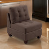 Lemy 32 Inch Modular Armless Sofa Chair, Tufted Brown Fabric, Solid Wood By Casagear Home