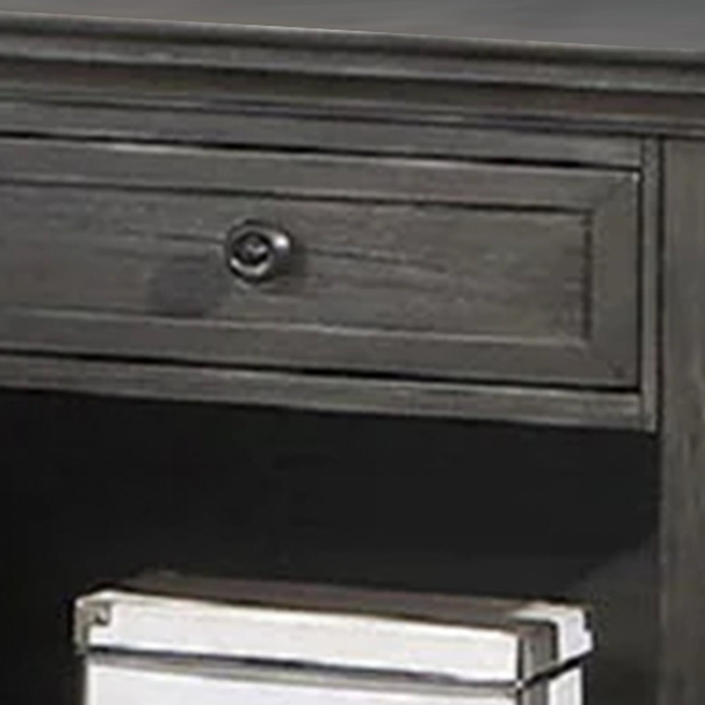 Zenny 26 Inch Nightstand with 1 Drawer Open Lower Shelf Gray Solid Wood By Casagear Home BM314393