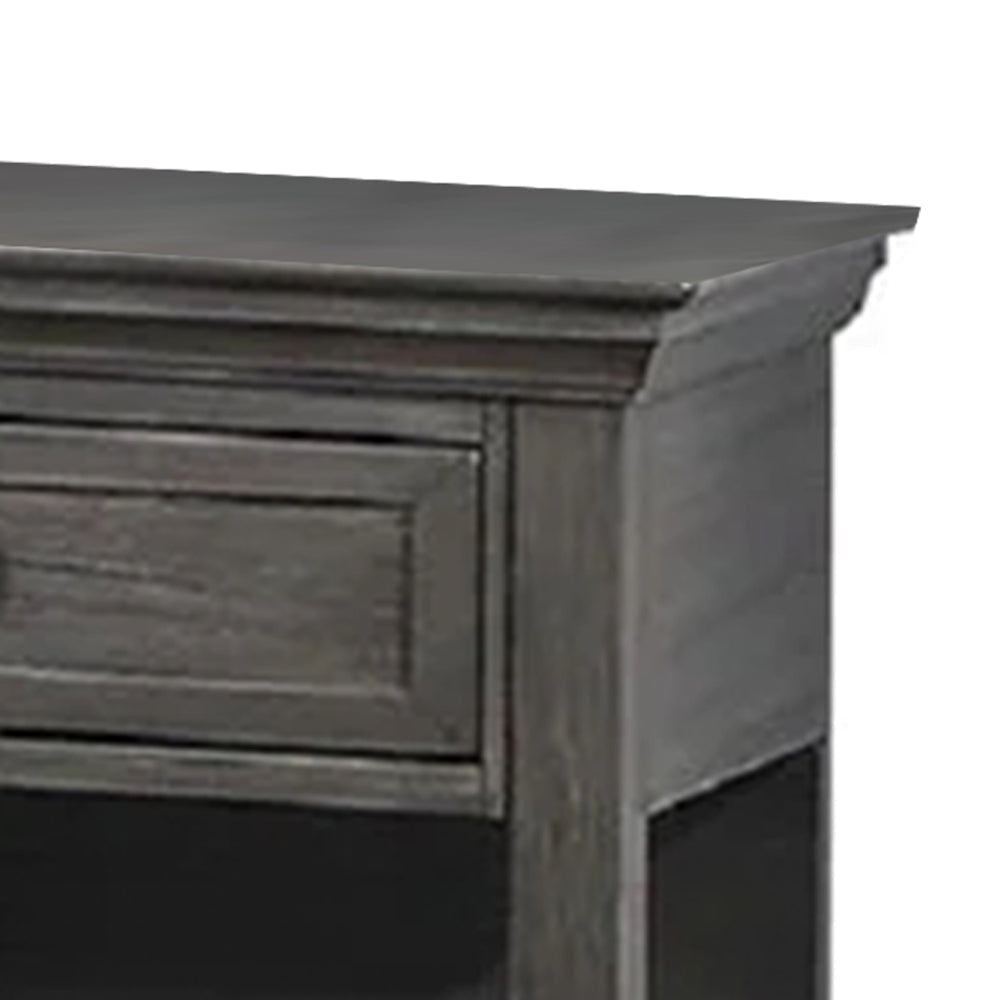 Zenny 26 Inch Nightstand with 1 Drawer Open Lower Shelf Gray Solid Wood By Casagear Home BM314393